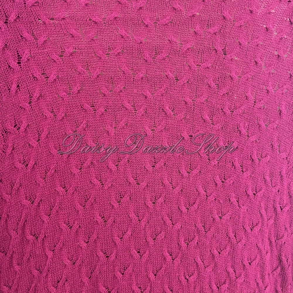 ✨COLDWATER CREEK Wool Blend Cable Knit Open-Front Cardigan Sz XL Magenta Mature✨ - Picture 4 of 7